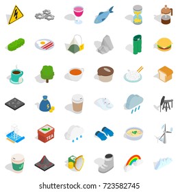 Mountain icons set. Isometric style of 36 mountain vector icons for web isolated on white background