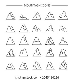 mountain icons set, line theme