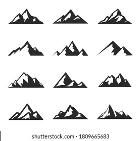 Set Mountain Silhouette Elements Outdoor Icon Stock Vector (royalty 