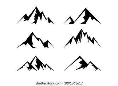 Mountain Icons Set on White Background. Vector