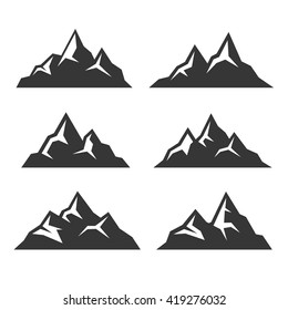 Mountain Icons Set on White Background. Vector illustration