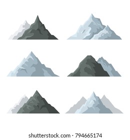 Mountain Icons Set on White Background. Vector