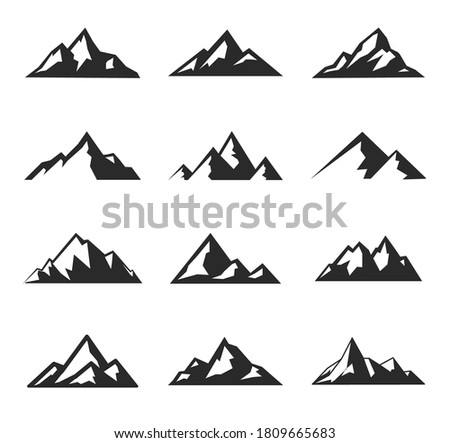 Mountain Icons Set on White Background. Vector
