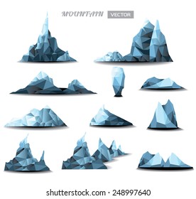mountain Icons Set, polygonal set background. vector illustration