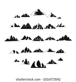 Mountain icons set. Simple illustration of 25 mountain vector icons for web