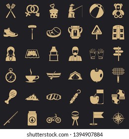 Mountain icons set. Simple style of 36 mountain vector icons for web for any design