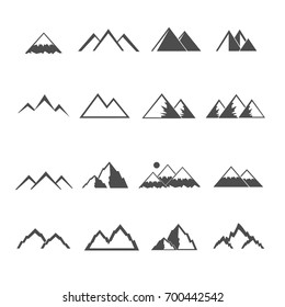 Mountain icons set vector