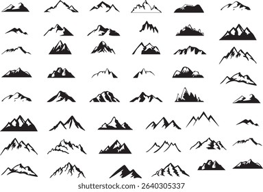 mountain icons set, vector illustration