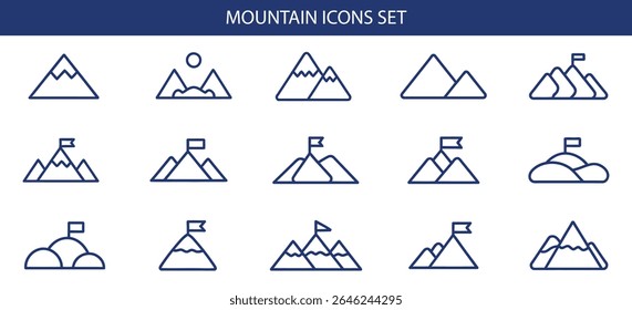 Mountain Icons Set - Vektor Natur Symbole.