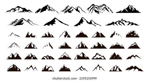 Mountain icons set. Vector silhouette