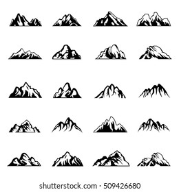 Mountain icons vector.  
