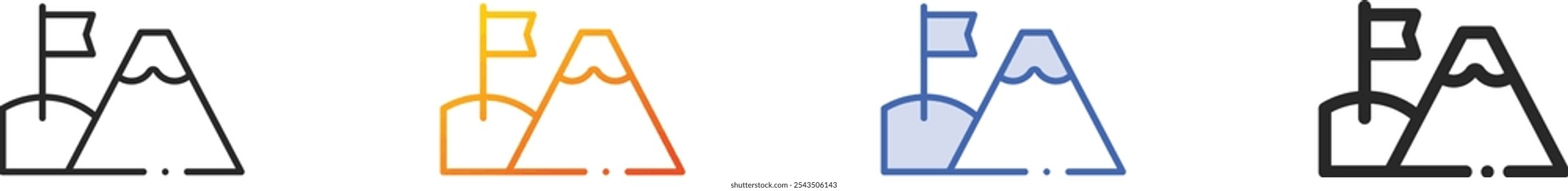 mountain icon.Thin Linear, Gradient, Blue Stroke and bold Style Design Isolated On White Background