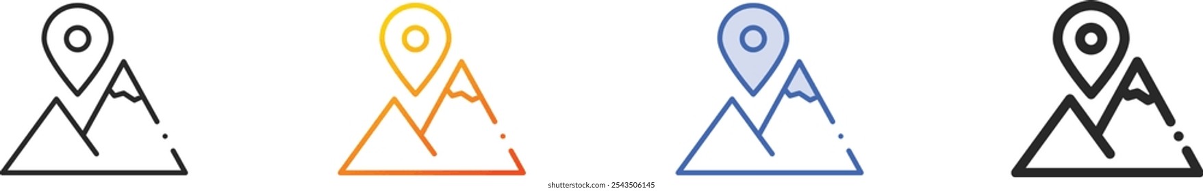 mountain icon.Thin Linear, Gradient, Blue Stroke and bold Style Design Isolated On White Background