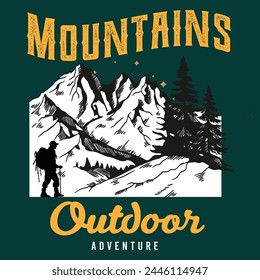 Mountain illustration adventure campfire hiking  Outdoor summer beach surf Camping Vintage Retro travel summer camping, traveling, trip, hiking, camper, nature, journey, Summer Camp T shirt design 