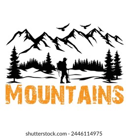 Mountain illustration adventure campfire hiking  Outdoor summer beach surf Camping Vintage Retro travel summer camping, traveling, trip, hiking, camper, nature, journey, Summer Camp T shirt design 