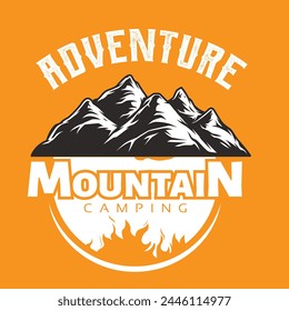 Mountain illustration adventure campfire hiking  Outdoor summer beach surf Camping Vintage Retro travel summer camping, traveling, trip, hiking, camper, nature, journey, Summer Camp T shirt design 