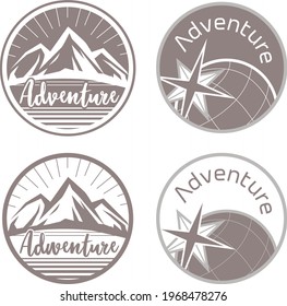 Mountain  Illustration Art Print, Beautiful vector illustration with nature landscape - mountains,  Infinite space,  symbols travel