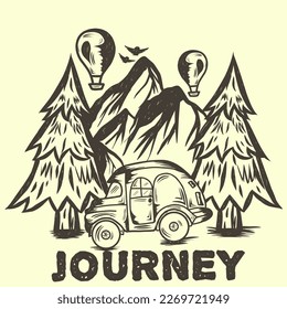 Mountain Illustration. camping, hiking, expedition. Suitable for the purposes of designing clothes, stickers etc.