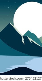 Mountain illustration deep night dark design water
