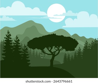 Mountain  illustration design vector in warm color