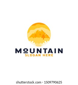 Mountain Illustration Flat Logo Design Vector