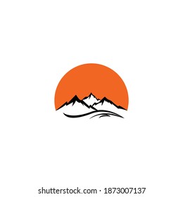 mountain illustration logo outdoor line art minimalist vector design