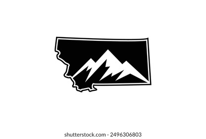 Mountain illustration with Montana map, outdoor adventure