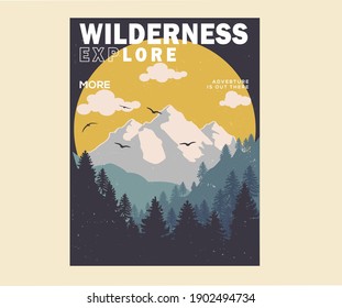  Mountain illustration, outdoor adventure for t-shirt and apparel design, typography, print, logo, poster Design