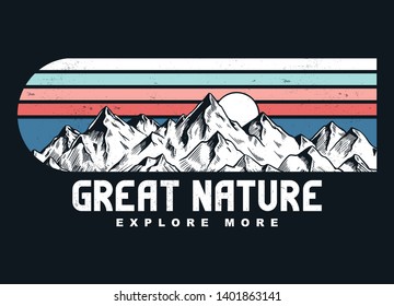 Mountain Illustration, Outdoor Adventure . Vector Graphic For T Shirt And Other Uses.