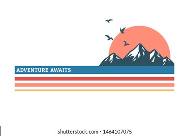 Mountain illustration, outdoor adventure . Vector graphic for t shirt and other uses.