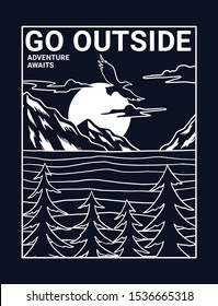 Mountain Illustration, Outdoor Adventure . Vector Graphic For T Shirt And Other Uses.