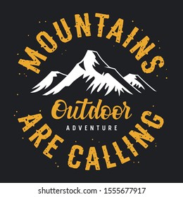 Mountain Illustration. Outdoor Adventure Vector Graphics For T-shirt Design