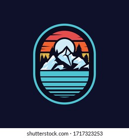 Mountain illustration, outdoor adventure. Vector graphic for t-shirts and other uses.