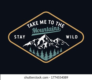 Mountain illustration, outdoor adventure . Vector graphic for t-shirt prints, posters and other uses