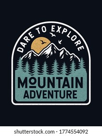 Mountain illustration, outdoor adventure . Vector graphic for t-shirt prints, posters and other uses