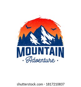 Mountain illustration, outdoor adventure . Vector graphic for t shirt and other uses.