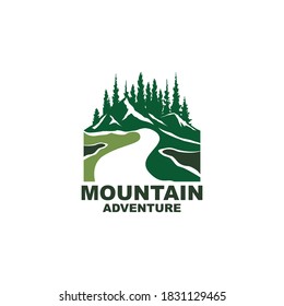 Mountain illustration, outdoor adventure . Vector graphic for emblem and other uses.