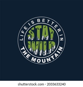 Mountain illustration, outdoor adventure . Vector graphic for t shirt and other uses.