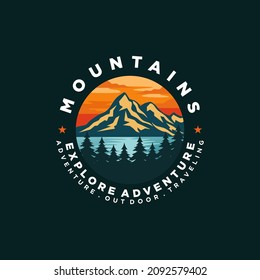 Mountain illustration, outdoor adventure . Vector graphic for t shirt and other uses.