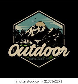 Mountain Illustration, Outdoor Adventure . Vector Graphic For T Shirt And Other Uses.