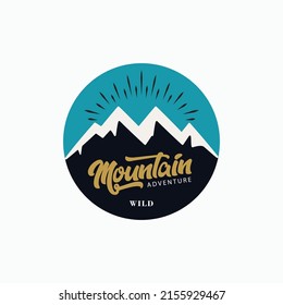 Mountain illustration outdoor adventure. Vector badge design for t-shirt prints  posters  and other uses.