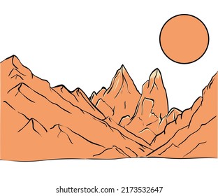 Mountain illustration. Outdoor adventure vector graphic for t shirt, poster and other uses. Mountain  graphic landscape sketch vector. 