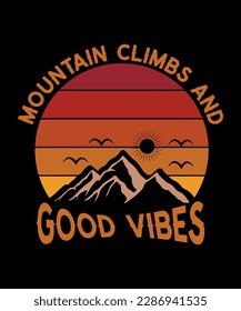 Mountain illustration, outdoor adventure . Vector graphic for t shirt and other uses. 