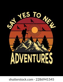 Mountain illustration, outdoor adventure . Vector graphic for t shirt and other uses. 