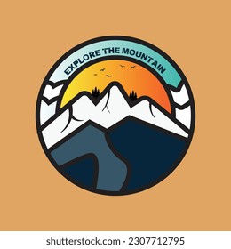 Mountain illustration, outdoor adventure . Vector graphic for t shirt and other uses.
