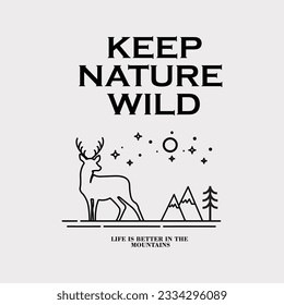 Mountain illustration, outdoor adventure . Vector graphic for t shirt and other uses.