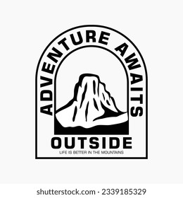 Mountain illustration, outdoor adventure . Vector graphic for t shirt and other uses.