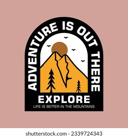 Mountain illustration, outdoor adventure . Vector graphic for t shirt and other uses.