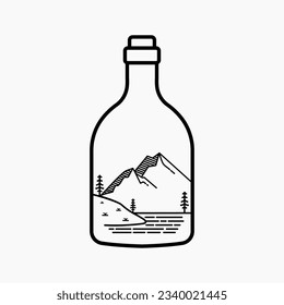 Mountain illustration, outdoor adventure . Vector graphic for t shirt and other uses.