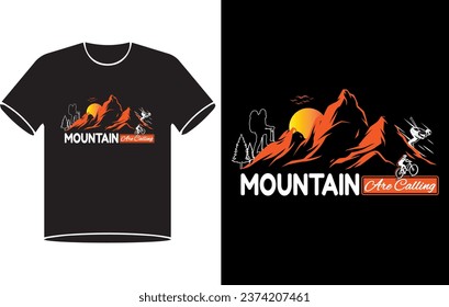 Mountain illustration, outdoor adventure . Vector graphic for t shirt and other uses.